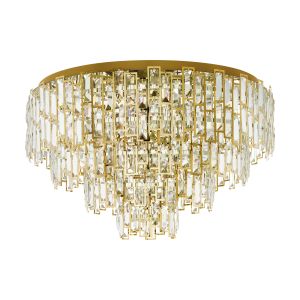 Calmeilles 10 Light 220V E14 Brass Flush With Crystal