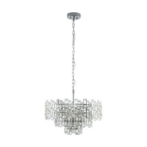 Calmeilles 1, 10 Light E14 Polished Chrome Adjustable Ceiling Pendant With Crystals