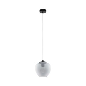 Priorat 1 Light Double Insulated Pendant E27 Black With Glass Vaporized