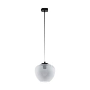 Priorat 1 Light Double Insulated E27 Pendant Adjustable Black With Glass Vaporized