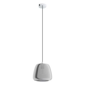 Albarino 1 Light Double Insulated Adjustable E27 Polished Chrome Pendant With Glass Vaporized