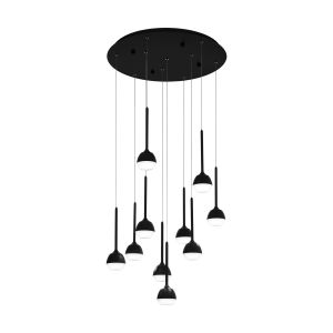 Nucetto 10 Light LED Integrated Adjustable Black Pendant With Plastic