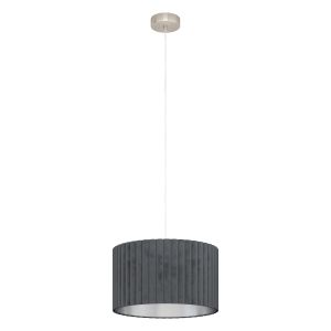 Tamaresco 1 Light, Adjustable, Double Insulated E27 Pendant Satin Nickel With Velvet