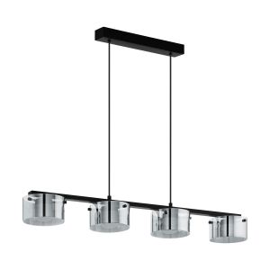 Copillos 5 Light LED Integrated Adjustable Black Pendant With Glass Vaporized