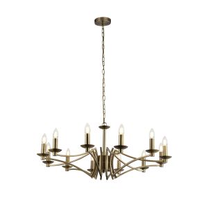 12 Light E14 Ceiling Pendant In Antique Brass