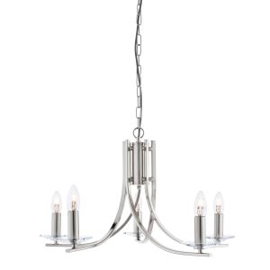 Ascona - 5 Light Ceiling, Satin Silver Twist Frame, Clear Glass Sconces