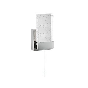 Bathroom LED Wall Bracket, Chrome, Clear Bubble Glass