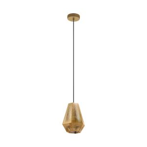 Chiavica 1 Light E27 Brass  Adjustable Pendant With Black Cable