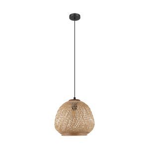 Dembleby 1 Light E27 Black Adjustable Pendant With Black Wood Effect Shade