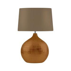 Artisan 1 Light Bronze Table Lamp With Round Base, Brown Shade