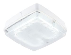 Pluto Medium Square HF IP65 Bulkhead With Clear Prismatic Cover & White Base - 16W GR10q 2D 4Pin Lamp Included