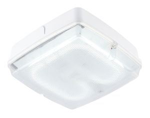 Pluto Large Square HF IP65 Bulkhead With Clear Prismatic Cover & White Base - 28W GR10q 2D 4Pin Lamp Included