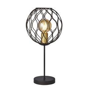 Finesse Single Table Lamp Wavey Bar Detail/Black/Gold Lampholders Finish