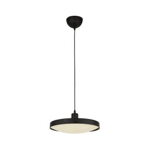 Saucer Single LED Pendant Black/Crystal Sand Diffuser Finish