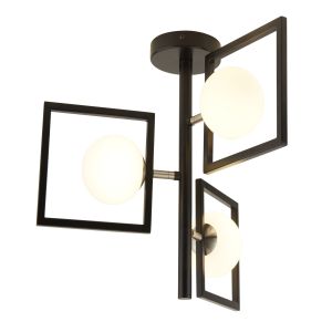 Rosewell 3 Light Pendant, Matt Black And Opal