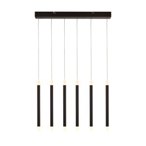 Wands 6 Light LED Integrated Bar Adjustable Pendant Black Metal With Acrylic