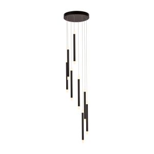 Wands 8 Light Adjustable LED Integrated Pendant Black Metal With Acrylic