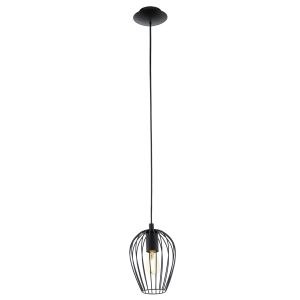 Newtown 1 Light E27 Black Adjustable Single Pendant With Black Frame Shade