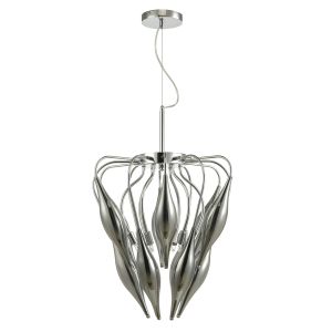 Tsuki 6 Light G9 Polished Chrome Pendant With Smoked Tulip Shades