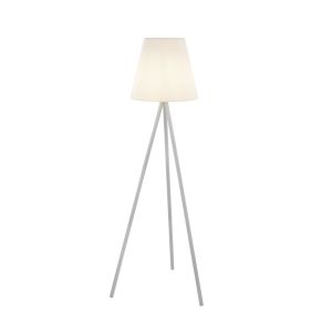 LED Outdoor Tripod Floor Lamp, White, White Pc Tapered Shade