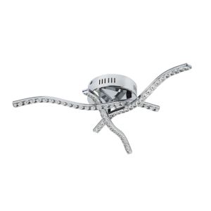 Anson 3 Arm LED Ceiling Flush, Chrome, Clear Crystal Trim