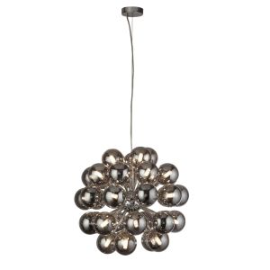 Berry 27 Light G9 Adjustable Pendant Polished Chrome With Smoke Glass