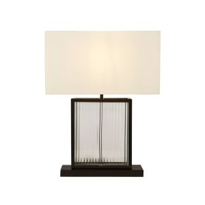 Clarendon 1 Light E27 Table Lamp Tempered Glass And Black With Velvet Shade