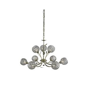 Bellis II - 9 Light Ceiling, Antique Brass, Clear Glass Deco Shade