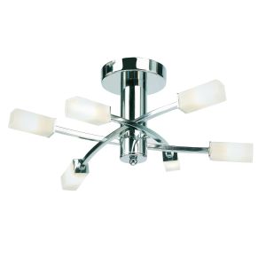 Havana 5 Light G9 Polished Chrome Semi Flush Fitting C/W Frosted Glass Shades