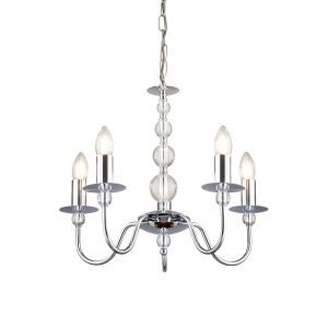 Parkstone 5 Light E14 Polished Chrome Adjustable Ceiling Pendant