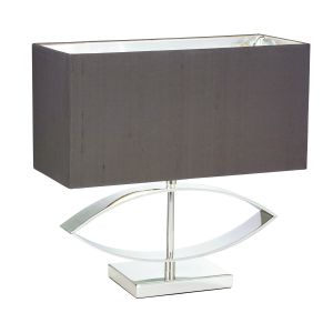 Endon TRAMINI Tramini Single Table Lamp Silver Plate/Taupe Silk Finish