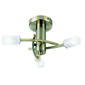 Havana 3 Light G9 Antique Brass Semi Flush Fitting C/W Frosted Glass Shades