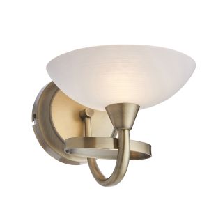 Endon CAGNEY-1WBAB Cagney Single Wall Light Antique Brass Plate/White Finish
