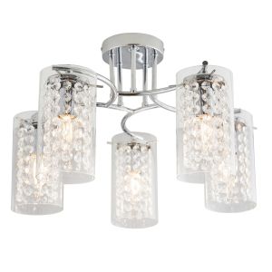 Endon ALDA-5CH Alda 5 Light Semi Flush Polished Chrome Plate/Clear Glass Finish