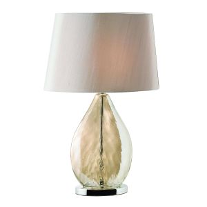 Endon KEW-TLGO Kew Single Table Lamp Gold Tinted Glass/Mink Fabric Finish