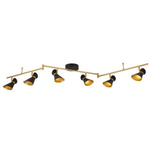 Diablo 6 Light LED Spotlight Split-Bar, Matt Black And Gold