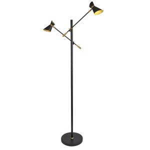 Spotlight - Diablo 2 Light LED Floor Lamp, Matt Black, Chrome & White