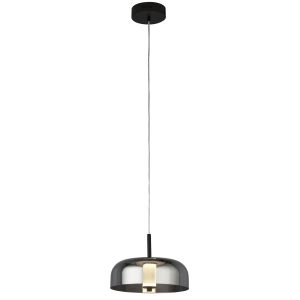 Single LED Pendant Matt Black/Smoked Glass Finish