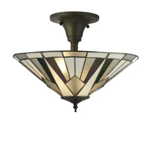 Gatsby, Tiffany Semi Flush Light, Bronze/Black/Clear/White/Multi