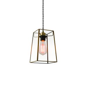 Beaumont 1 Light E27 or B22 Non Electric Angular Glass Pendant Finished With A Antique Brass trim (Shade only)