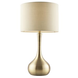 Piccadilly 1 Light E14 Soft Brass 3 Stage Touch Table Lamp C/W Taupe Fabric Shade