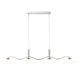 Bar Lights - Pendant 4 Light Chrome Bar/Frosted Glass Shades