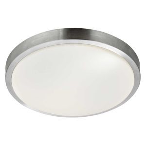 Bathroom LED - IP44 1 Light Flush, Aluminium Trim With Acrylic White Shade, Diameter 33cm
