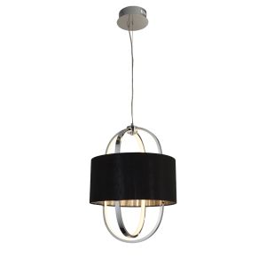 Madrid 1 Light LED Integrated Adjustable Pendant Polished Chrome With Opal And Black Shade