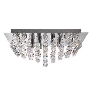 Hanna 6 Light Chrome Square Flush-Xtal Balls