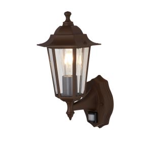 Alex 1 Light E27 Outdoor PIR Wall Light IP44 Rust Brown