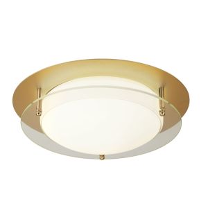 LED Flush Light, 30cm, Gold With Glass Pilot Ring - IP44