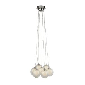 Searchlight 6867-7CC Cluster 7 Light LED Pendant Polished Chrome With Clear Glass And Crystal Sand Balls Finish