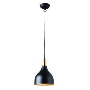 Dickens 1 Light E27 Matt Black With Antique Brass Paint Adjustable Pendant