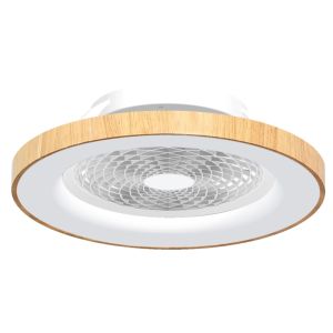 Tibet 65cm 70W LED Dimmable Ceiling Light With 35W DC Reversible Fan Remote, APP, Alexa & Google Voice, 3900lm, Wood Effect/White, 5yrs Wrnty